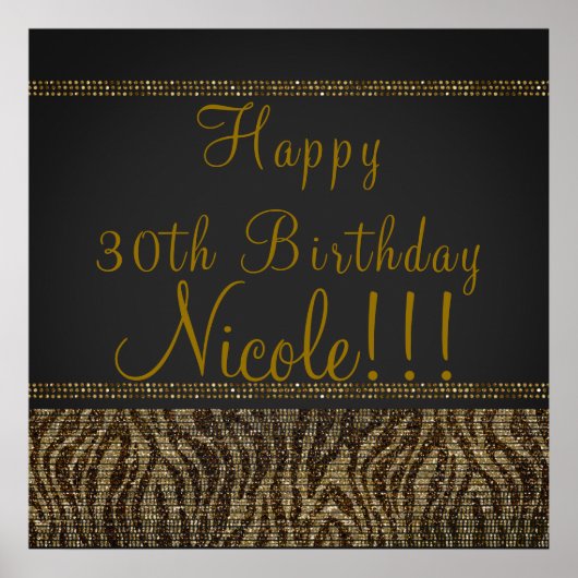 Zebra Glitter Pailletten Glam Feest Poster Banner (Voorkant)