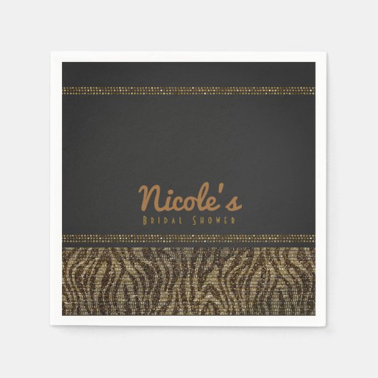 Zebra Glitters Pailletten Glam Chic Moderne Feest Servetten (Voorkant)