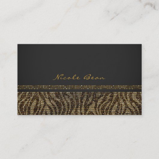Zebra Glitters Sequins Glam Chic Moderne Elegante Visitekaartje (Voorkant)
