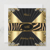 Zebra Gold Cream Leopard Black Birthday Party Kaart (Voorkant)