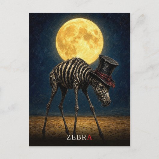 Zebra Gothic Top Hat gotische Surrealist Briefkaart (Voorkant)