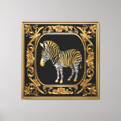 Zebra goud en zwart sierlijk lijst canvas afdruk (Voorkant)