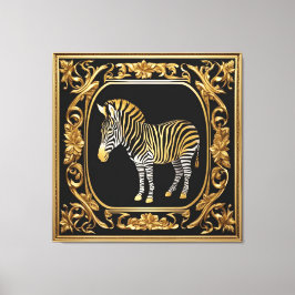 Zebra goud en zwart sierlijk lijst canvas afdruk