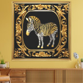 Zebra goud en zwart sierlijk lijst canvas afdruk (Insitu (Woonkamer))