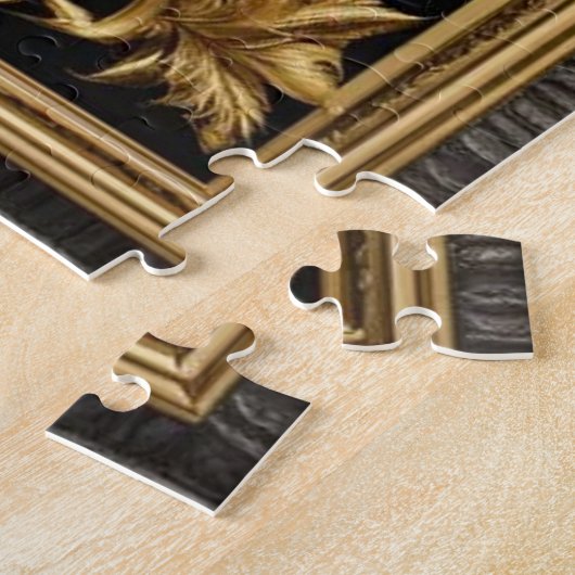 Zebra goud en zwart sierlijk lijst legpuzzel (Zijkant)