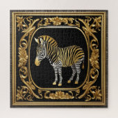Zebra goud en zwart sierlijk lijst legpuzzel (Verticaal)