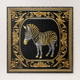 Zebra goud en zwart sierlijk lijst legpuzzel