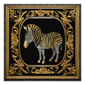 Zebra goud en zwart sierlijk lijst perfect poster (Voorkant)