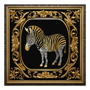 Zebra goud en zwart sierlijk lijst perfect poster