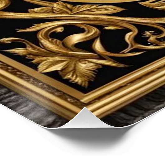 Zebra goud en zwart sierlijk lijst perfect poster (Hoek)