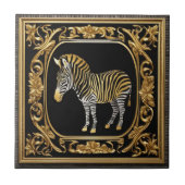 Zebra goud en zwart sierlijk lijst tegeltje (Voorkant)