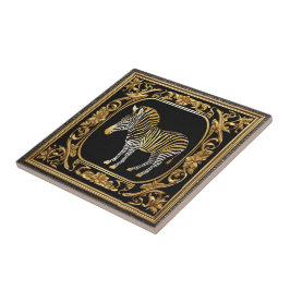 Zebra goud en zwart sierlijk lijst tegeltje