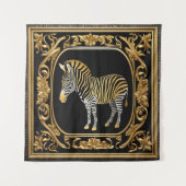 Zebra goud en zwart sierlijk lijst wandkleed (Voorkant)