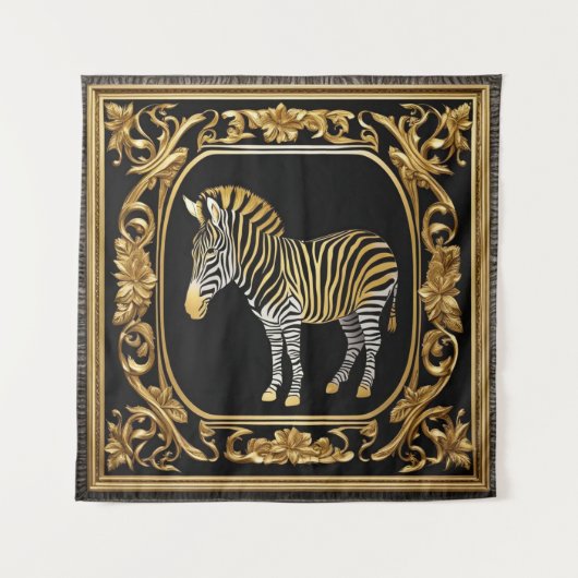 Zebra goud en zwart sierlijk lijst wandkleed (Voorkant)