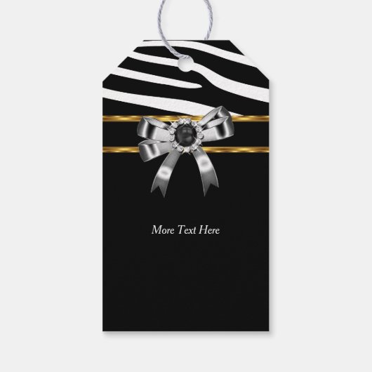 Zebra Goud Zwart Wit Parel Cadeaulabel (Achterkant)