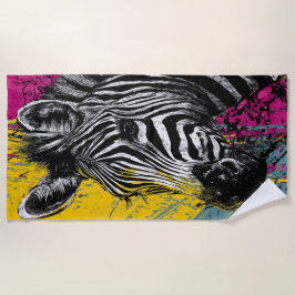 Zebra Graffiti Pop Art Portrait Illustration Strandlaken