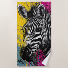 Zebra Graffiti Pop Art Portret Illustratie Strandlaken