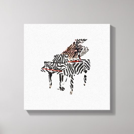Zebra Grand Piano ~ 12x12.75 Dikke Canvas Afdruk (Voorkant)