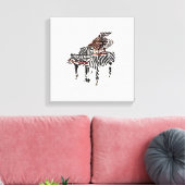 Zebra Grand Piano ~ 12x12.75 Dikke Canvas Afdruk (Insitu (Woonkamer))