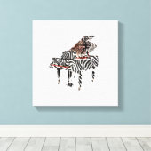 Zebra Grand Piano ~ 12x12.75 Dikke Canvas Afdruk (Insitu (Houten vloer))