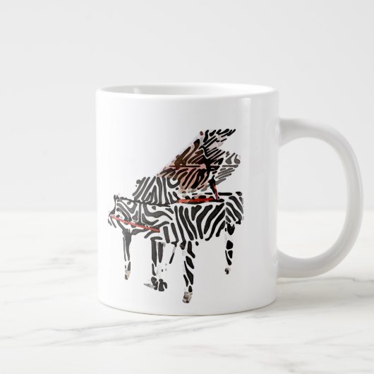Zebra ♪ ♫ ♪ Grand Piano 2 - 20oz Jumbo Mok (Rechts)
