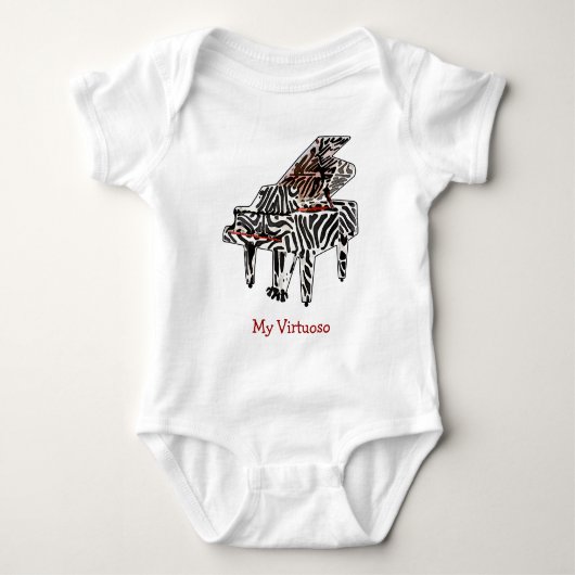 Zebra Grand Piano - Baby Creeper UNISEX Romper (Voorkant)