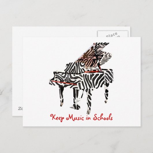 Zebra Grand Piano ~ Briefkaart / Uitnodiging (Voorkant / Achterkant)
