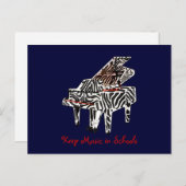 Zebra Grand Piano ~ Briefkaart / Uitnodiging (Voorkant / Achterkant)
