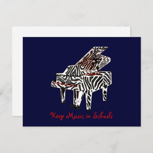 Zebra Grand Piano ~ Briefkaart / Uitnodiging (Voorkant / Achterkant)