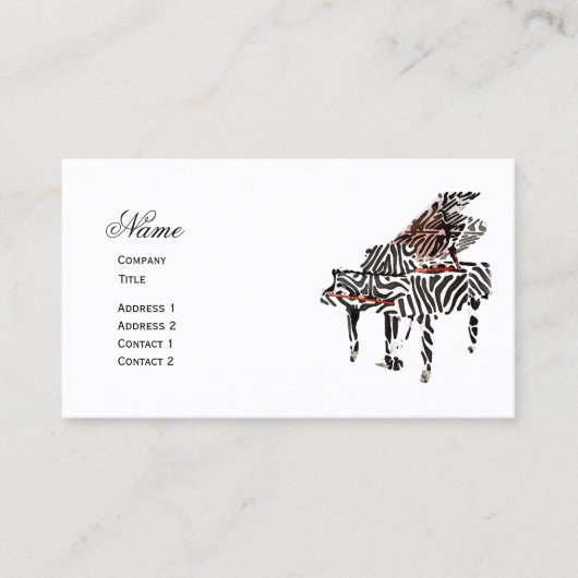 Zebra Grand Piano ~ Visitekaartje (Voorkant)