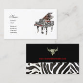 Zebra Grand Piano ~ Visitekaartje (Voorkant / Achterkant)