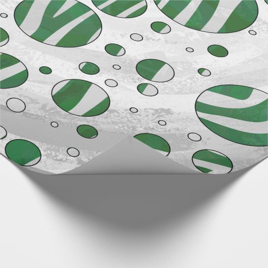 Zebra Green and White Polka Dot Cadeaupapier (Hoek)