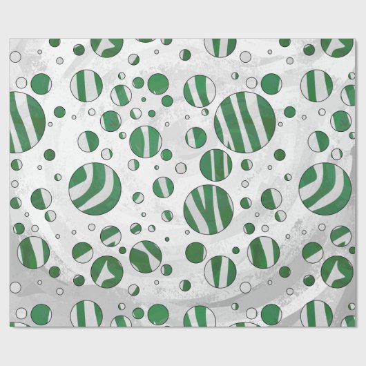 Zebra Green and White Polka Dot Cadeaupapier (Vlak)