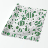 Zebra Green and White Polka Dot Cadeaupapier (Uitgerold)