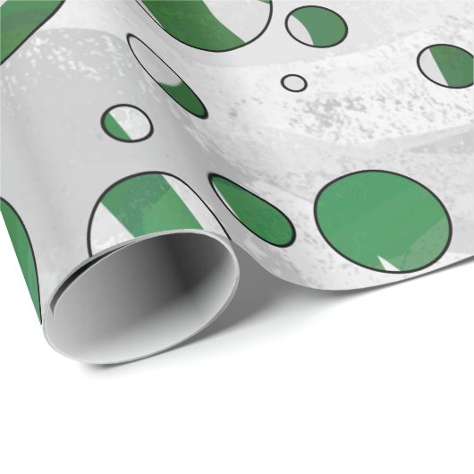 Zebra Green and White Polka Dot Cadeaupapier (Rol Hoek)