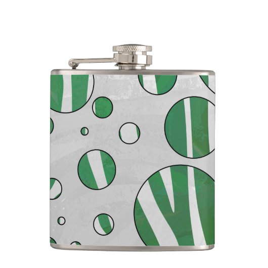 Zebra Green and White Polka Dot Heupfles (Voorkant)