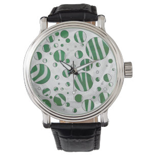 Zebra Green and White Polka Dot Horloge