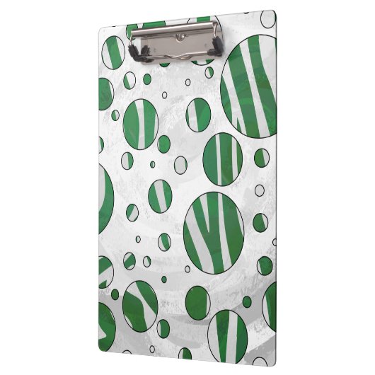Zebra Green and White Polka Dot Klembord (Links)