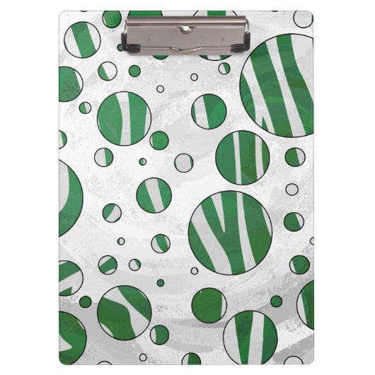Zebra Green and White Polka Dot Klembord (Voorkant)