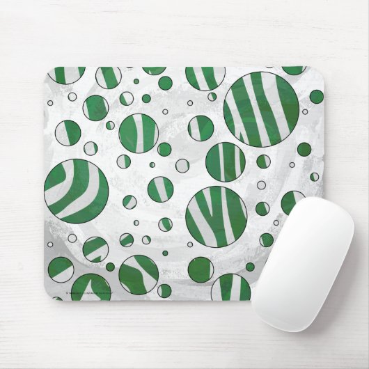 Zebra Green and White Polka Dot Muismat (Met muis)