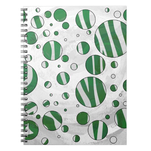 Zebra Green and White Polka Dot Notitieboek (Voorkant)