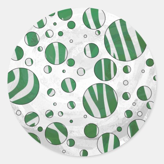Zebra Green and White Polka Dot Ronde Sticker (Voorkant)