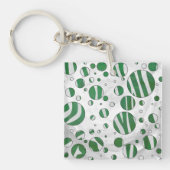 Zebra Green and White Polka Dot Sleutelhanger (Voorkant)