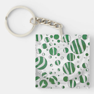 Zebra Green and White Polka Dot Sleutelhanger