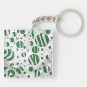 Zebra Green and White Polka Dot Sleutelhanger (Achterkant)