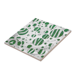 Zebra Green and White Polka Dot Tegeltje