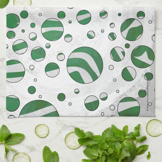 Zebra Green and White Polka Dot Theedoek (Gevouwen)