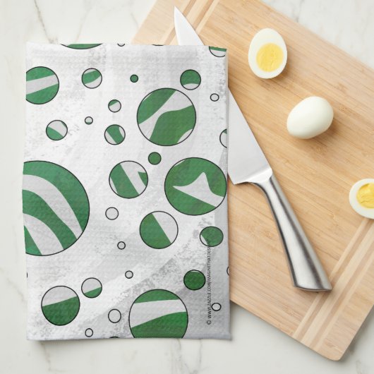 Zebra Green and White Polka Dot Theedoek (Quarter Fold)