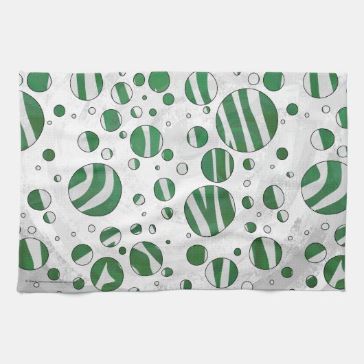 Zebra Green and White Polka Dot Theedoek (Horizontaal)