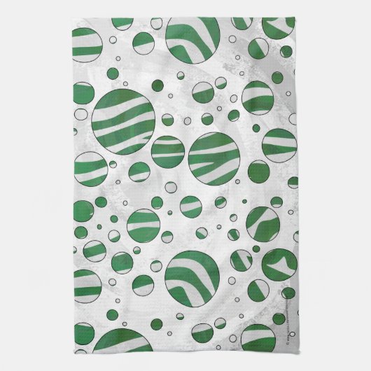 Zebra Green and White Polka Dot Theedoek (Verticaal)